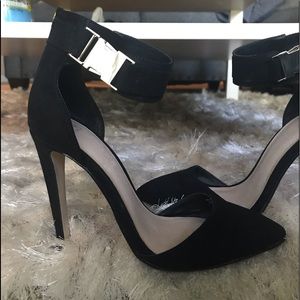 Black ankle strap heels